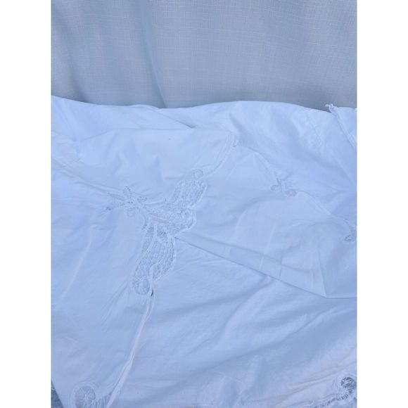 Vintage Bedding Vintage King White Battenberg Lace Bed Skirt Dust